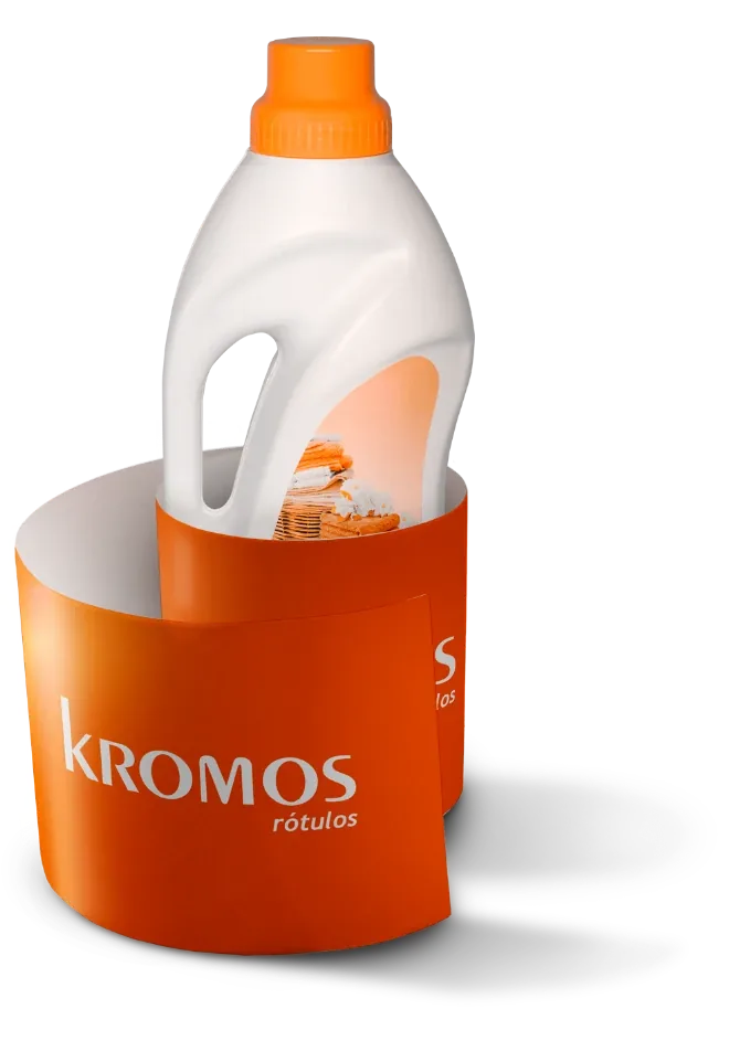 Frasco com rótulo sleeve produzido pela Kromos